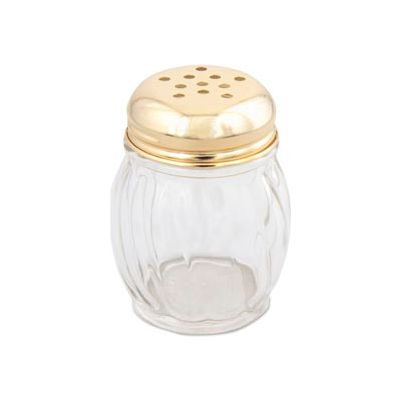 Alegacy 802XGDZ - 6 Oz. Cheese Shaker Gold Top, Swirl Glass 12 Pack