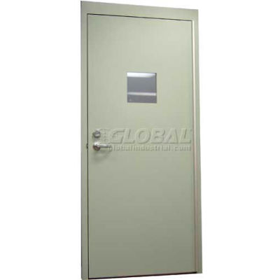 CECO Hollow Steel Security Door, Vision Light, Cylindrical, Curries Hinge/Glass, 16 Ga, 48"W X 84"H