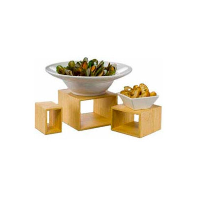 American Metalcraft BAMRN1 - Riser Set, Set Of 3, Natural Bamboo