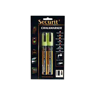 American Metalcraft BLSMA510YE - Securit Chalk Markers, Rain & Smear Proof, Small Tip, Yellow
