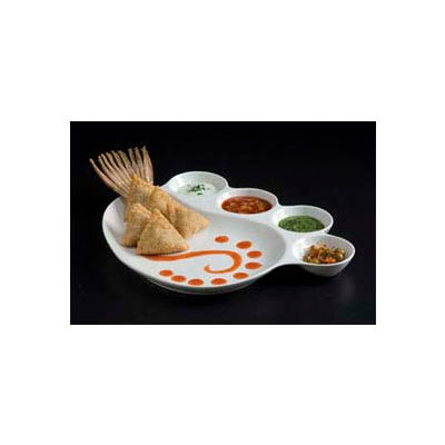 American Metalcraft CSP4 - Porcelain Impression Plate, 12-1/2" Dia., 1 Eating Area and 4 Sauce Cups