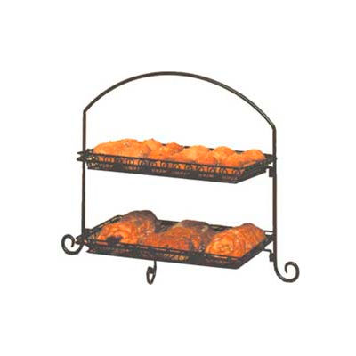 American Metalcraft IS12 - Platter Stand, Large, Rectangular, 2-Tiered, Black Wrought Iron