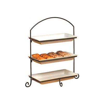 American Metalcraft IS13 - Platter Stand, Large, Rectangular, 3-Tiered, Black Wrought Iron