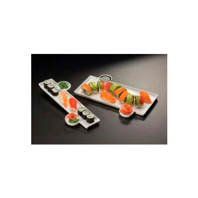 American Metalcraft PORS140 - Sushi Plate, 13 x 9-1/3, With Built-In Sauce Cup, Porcelain