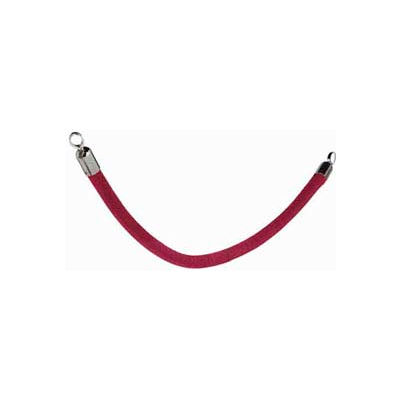 Securit®Barrier System Rope, 2" Dia X 60", Velour, Red With Chrome Ends - Min Qty 2