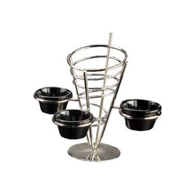 American Metalcraft SS93 - Ironworks French Fry Basket, Conical, With (3) Ramekins, 9" H