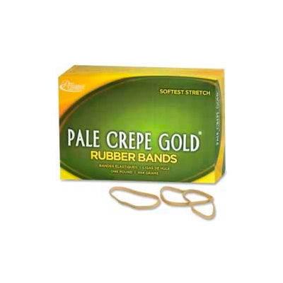 Alliance® Pale Crepe Gold® Rubber Bands, Size # 32, 3"x 1/8", Natural, 1 lb. Box