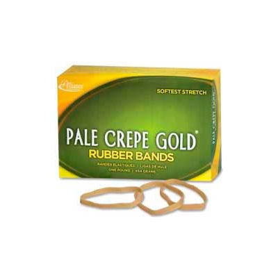 Alliance® Pale Crepe Gold® Rubber Bands, Size # 64, 3-1/2" x 1/4", Natural, 1 lb. Box
