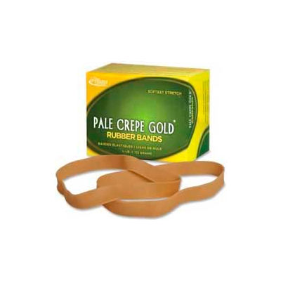Alliance® Pale Crepe Gold® Rubber Bands, Size # 107, 7" x 5/8", Natural, 1/4 lb. Box