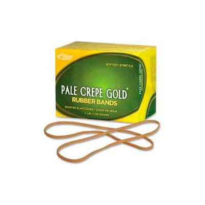 Alliance® Pale Crepe Gold® Rubber Bands, Size # 117B, 7" x 1/8", Natural, 1/4 lb. Box