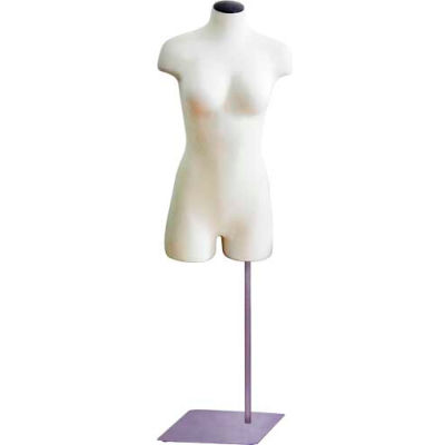 Female 3/4 Torso Body Form - Cream W/ Metal Flat Base