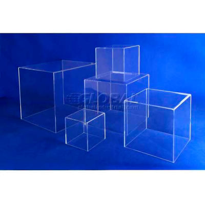 Acrylic 5 Sided Cubes, 12" x 12" x 12", 3/16" Thickness, Clear