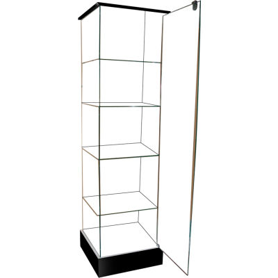 Frameless Glass Showcase, Full Vision, 20"W x 20"D x 72"H, 4 Shelves