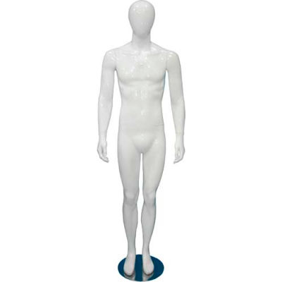 Male Mannequin - Hands by Side, Left Knee Bent - Gloss Finish, White