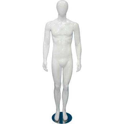 Male Mannequin - Hands by Side, Legs Straight - Gloss Finish, White