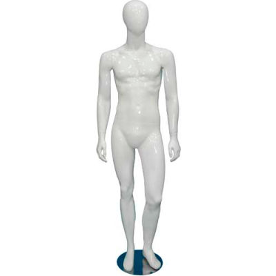 Male Mannequin - Hands by Side, Left Knee Bent - Gloss Finish, White