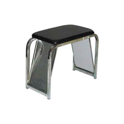 Shoe Bench, W/ Mirror, 30" L x 14" W x 19" H, Metal, Black/Chrome