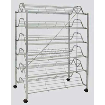 Retail Display Fixtures Racks Merchandisers Folding Shoe Rack For Easy Storage Chrome 12 Shelves B1224158 Globalindustrial Com