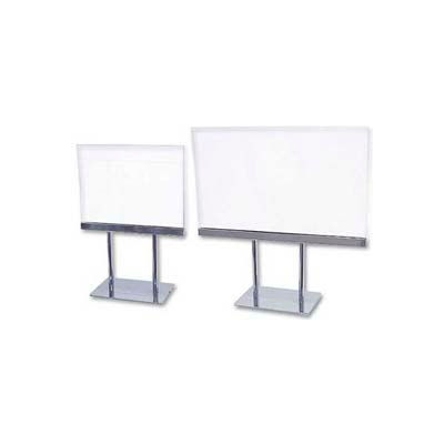 Sign Holder, 7" W x 5-1/2" H, Acrylic/Metal, Clear/Chrome - Pkg Qty 6
