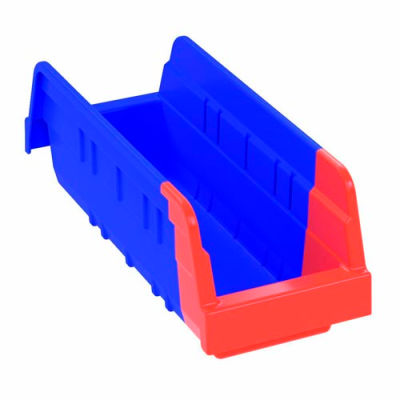 Akro-Mils Indicator® 36442BLUE Two Tone Double Hopper Shelf Bin 4-1/4"W x 11-5/8"D x 4"H - Pkg Qty 24