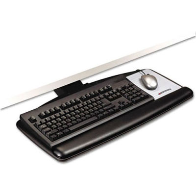3M AKT90LE Easy Adjust Keyboard Tray with Mouse Platform, 23" Track Length, Black