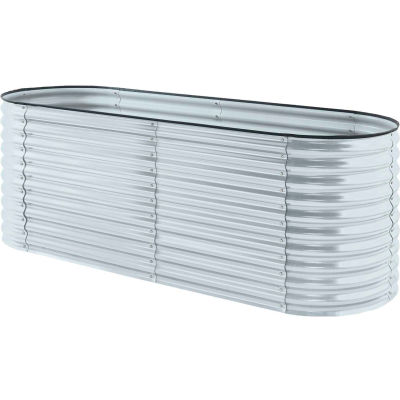 Hanover Galvanized Steel Oval Raised Planter Bed, 31.5"D x 94"W x 32.2