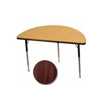 Activity Table - Half-Round - 24" X 48", Juvenile Adj. Height, Walnut