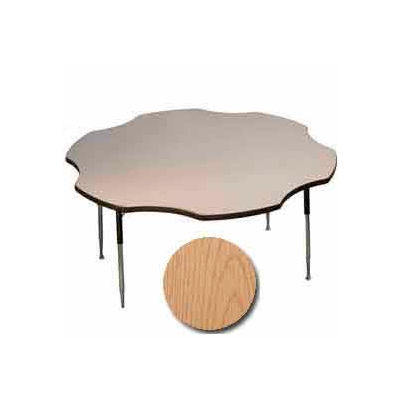 ADA Activity Table - Flower - 60" Diameter, Adj. Height, Light Oak