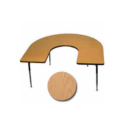 Activity Table - Horseshoe - 60" x 66", Standard Adj. Height, Light Oak