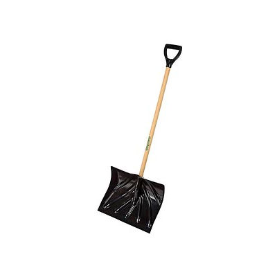 Union Tools® 1627400 18" Poly Combo Snow Shovel W/ Wood D-Grip Handle