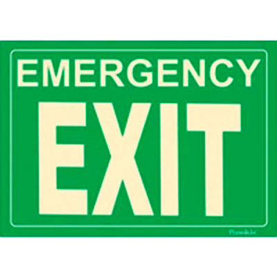 Photoluminescent Emergency Exit Rigid PVC Sign, Non-Adhesive