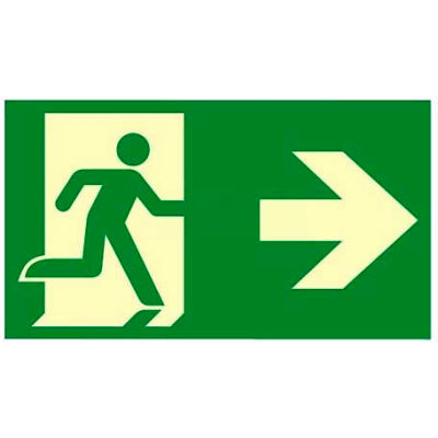 Photoluminescent "Man/Arrow To Right" NYC Mea-Listed Aluminum Sign