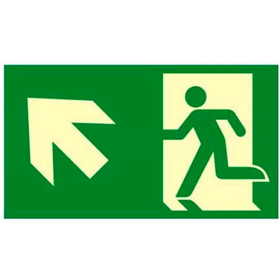 Photoluminescent "Man Left/Arrow Left Up" NYC Mea-Listed Aluminum Sign
