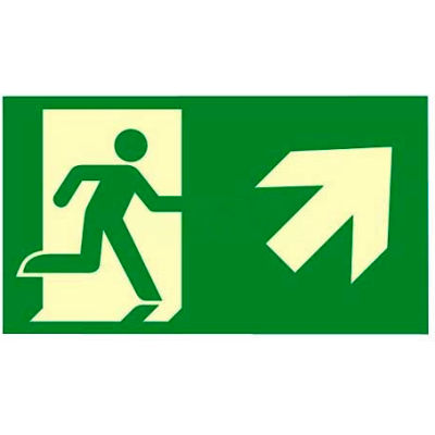 Photoluminescent "Man Right/ Arrow Up" NYC Mea-Listed Aluminum Sign