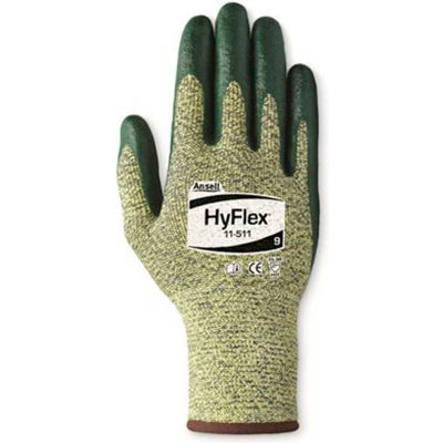 HyFlex® Cut Resistant Gloves, Ansell 11-511, Green Nitrile Palm Coat, Size 7, 1 Pair