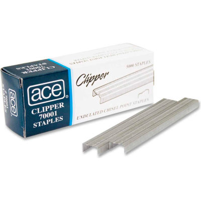 Ace® Undulated Staples, For Use with 07020 Clipper Plier Staplers, 210 Per Strip, 5000/Box