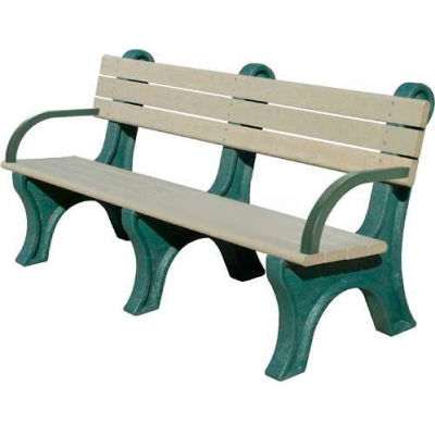 Polly Products Park Classic 6 Ft. Backed Bench with Arms, Brown Bench/Brown Frame