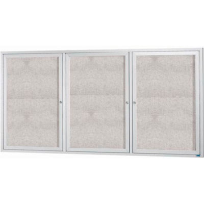 Aarco 3 Door Alum Framed Illum Enclosed Bulletin Board - 72"W x 36"H