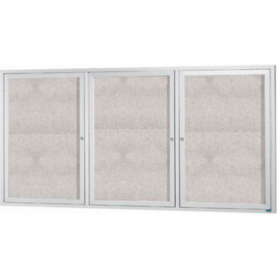 Aarco 3 Door Alum Framed Illum Enclosed Bulletin Board - 96"W x 48"H