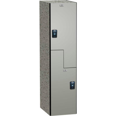 ASI Storage Double Tier 2 Door Traditional Phenolic Locker, 12"Wx18"Dx72"H, Weathered Ash, Assembled