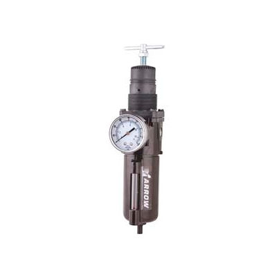 Arrow Integral Filter/Regulator With Gauge & Float Drain B754GTW, Zinc Bowl, 1/2" NPT, 250 PSI