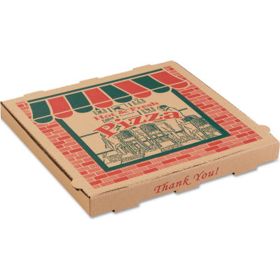 Corrugated Pizza Boxes, 10"Wx 10"Dx 1-3/4"H, Kraft, 50/Carton