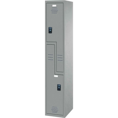 ASI Storage Double Tier 2 Door Traditional Plastic Locker, 15"Wx18"Dx72"H, Burgundy, Assembled