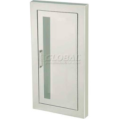 Fire Extinguisher Cabinet, Vertical Acrylic Window, Semi-Recessed 6"D, SS, 1.5" Square