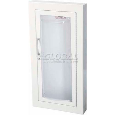 Fire Extinguisher Cabinet, Clear Acrylic Bubble With1.5" Square Trim, Semi-Recessed,
