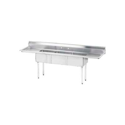Advance Tabco® FE-3-1014-15RLX NSF Fabricated 3 Compart. Sink, 15L Left & Right Drainboards