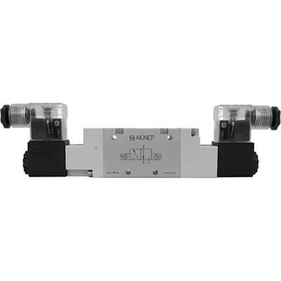 Aignep USA 3/2, G 1/8 Double Solenoid Valve, Pilot, 24V AC/5VA Coil, LED Connection