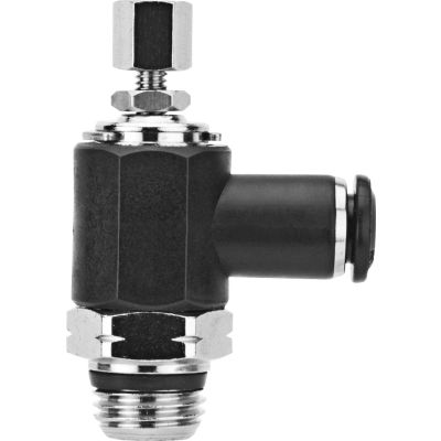 AIGNEP Needle Valve, 55925-5-1/8, Knob Adj., 5MM Tube X 1/8" Swift-Fit, Composite Body