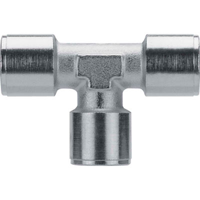 AIGNEP Female Tee, 82400N-04, 1/4" NPTF, Nickel Plated Brass - Pkg Qty 10