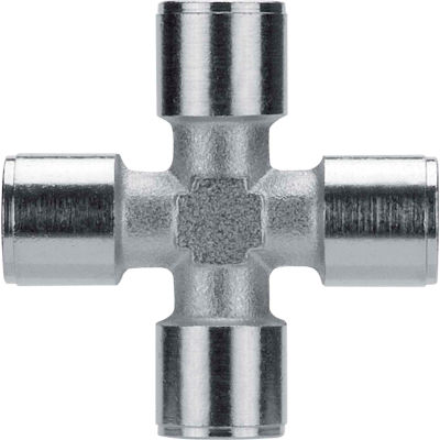 AIGNEP Female Cross, 82620N-02, 1/8" NPTF, Nickel Plated Brass - Pkg Qty 5